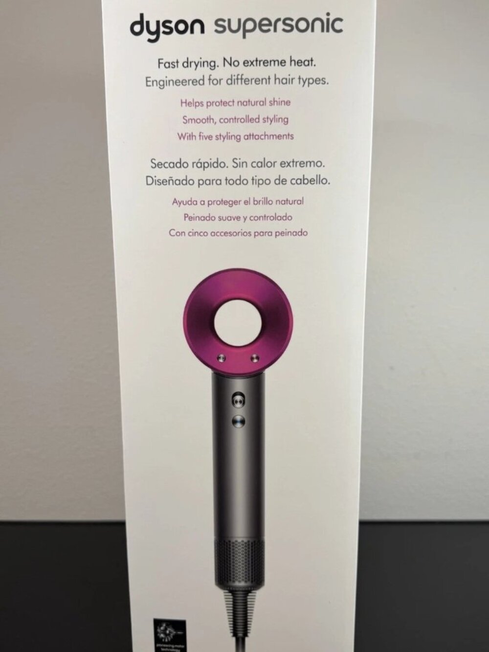 Supersonic Hair Dryer Pink Dyson – 2-Prong Plug (220V, EU Version), Fast Drying - Picture 2 of 2